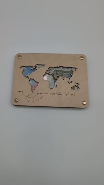 Geldgeschenk zur Hochzeit Weltkarte, Personalisierte Geschenkidee zur Hochzeitsfeier für das Brautpaar, , Hochzeitsgeschenk für Geld Namen