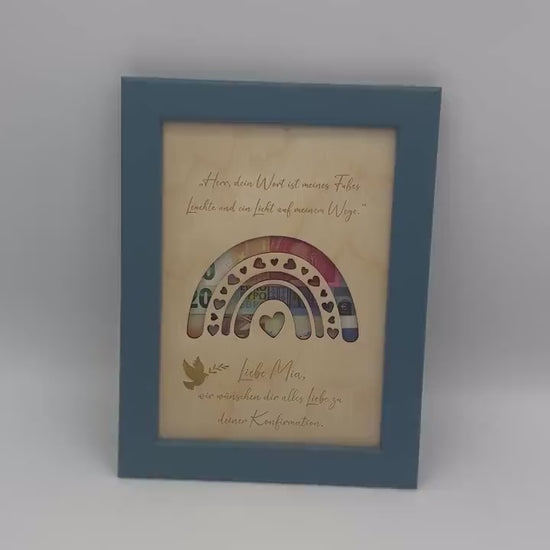 Geldgeschenk zur Konfirmation, Geschenk zur Kommunion im Bilderrahmen, Konfirmationsgeschenk, Kommunionsgeschenk Geld verschenken