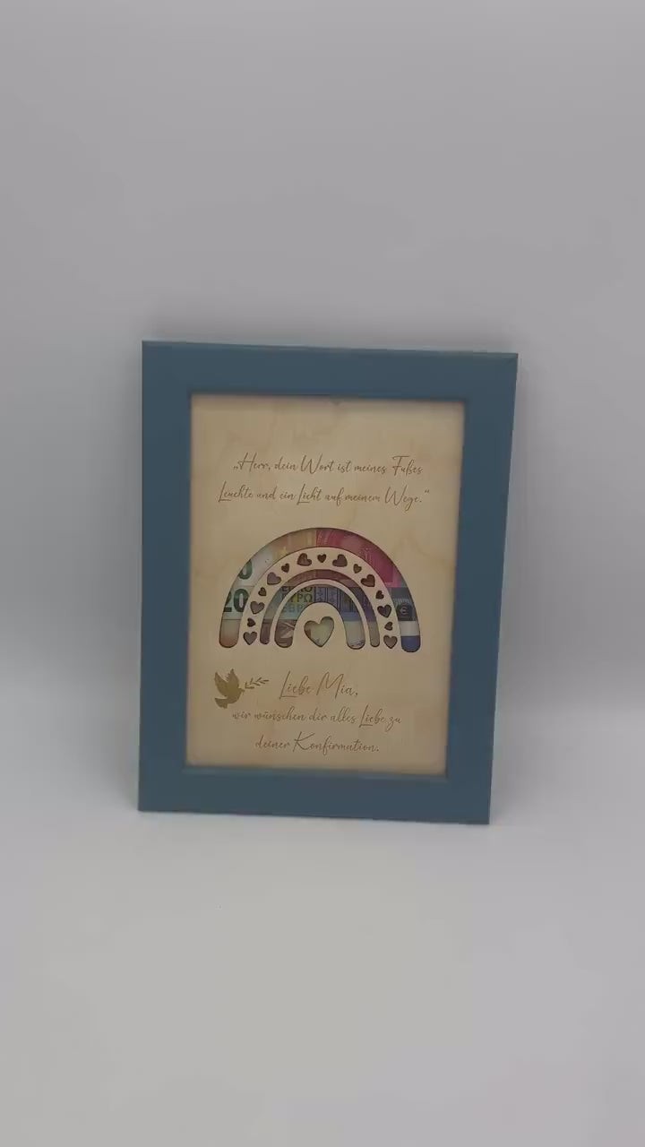 Geldgeschenk zur Konfirmation, Geschenk zur Kommunion im Bilderrahmen, Konfirmationsgeschenk, Kommunionsgeschenk Geld verschenken