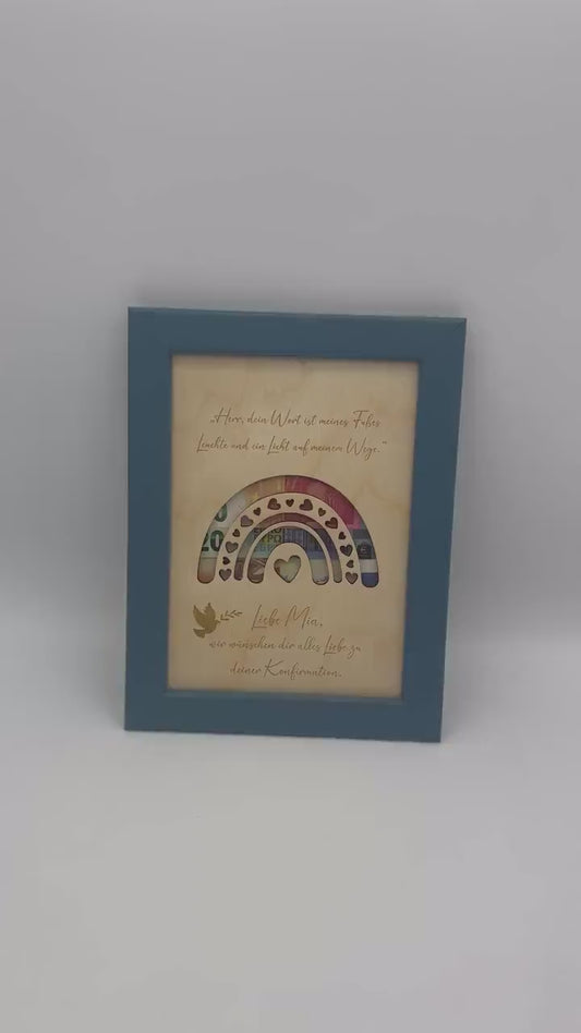 Geldgeschenk zur Konfirmation, Geschenk zur Kommunion im Bilderrahmen, Konfirmationsgeschenk, Kommunionsgeschenk Geld verschenken