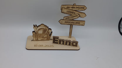 Geldgeschenk zur Einschulung aus Holz – personalisiert & handgefertigt