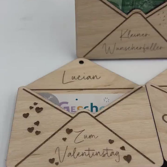 Briefumschlag aus Holz zum Geburtstag "Geldgeschenk"  oder als kleine Geschenkidee, auf Wunsch Personalisiert
