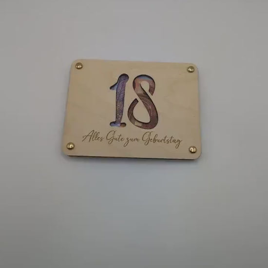 Geldgeschenk zum 18. Geburtstag aus Holz, Geschenkkarte für Geld Personalisiert, Geschenkidee für Geburtstage | Holzkarte, Lustiges Geschenk