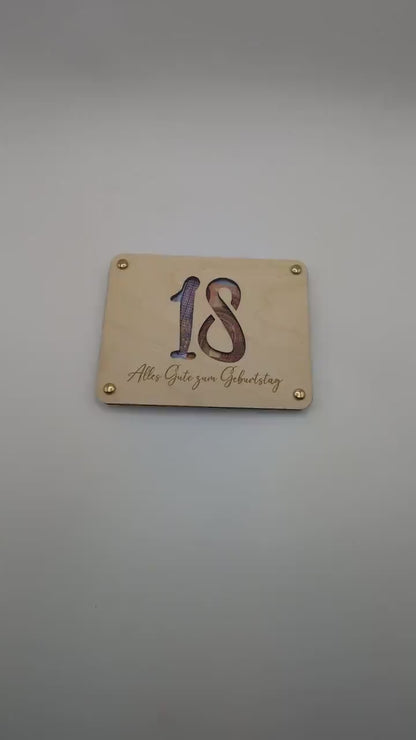 Geldgeschenk zum 18. Geburtstag aus Holz, Geschenkkarte für Geld Personalisiert, Geschenkidee für Geburtstage | Holzkarte, Lustiges Geschenk